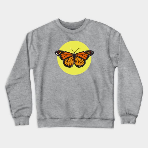Monarch butterfly on yellow Crewneck Sweatshirt by Jennifer Ladd